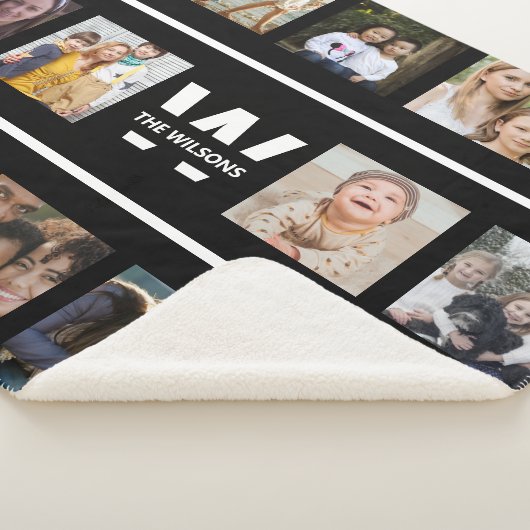 Aangepast monogram voor zwart-wit multifunctionele sherpa deken (3/4)