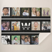 Aangepast monogram voor zwart-wit multifunctionele sherpa deken (Voorkant (horizontaal))