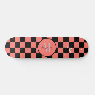 Aangepast monogram voornaam dambord patroon persoonlijk skateboard