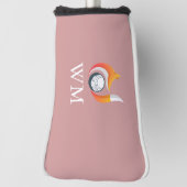 Aangepast monogram vos en bal stoffig roze roze golfheadcover (Draai 90)