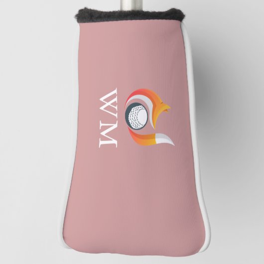 Aangepast monogram vos en bal stoffig roze roze golfheadcover (Draai 90)