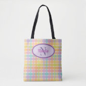 Aangepast Monogram Vrouwelijk Kleurrijk gestreept  Tote Bag (Voorkant)