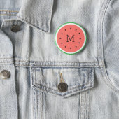 aangepast monogram watermeloen ronde button 5,7 cm (In situ)