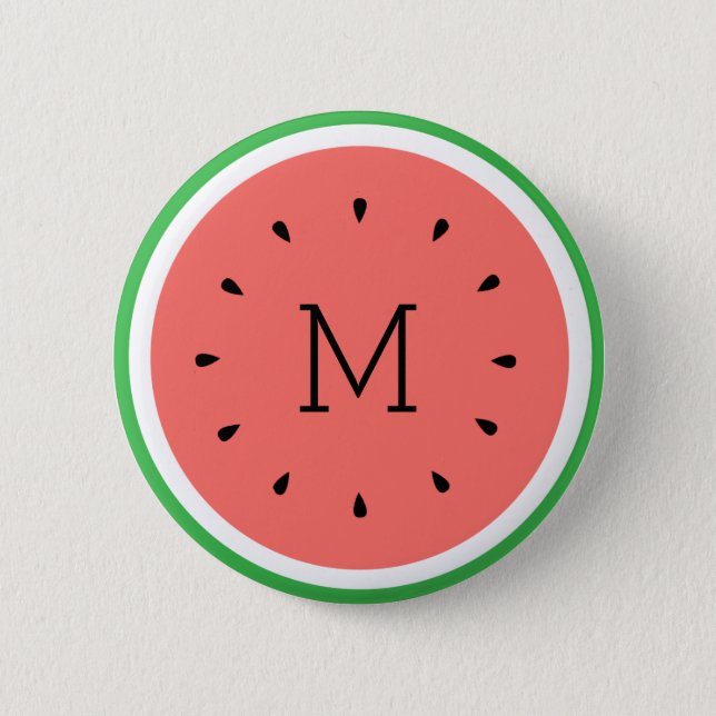 aangepast monogram watermeloen ronde button 5,7 cm (Voorkant)