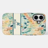 Aangepast monogram Waterverf bladpatroon Case-Mate iPhone Case (Achterkant (horizontaal))