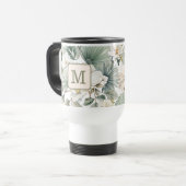 Aangepast Monogram Waterverf Bloem Reisbeker (Voorkant links)