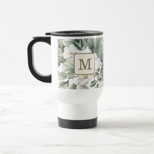 Aangepast Monogram Waterverf Bloem Reisbeker (Links)