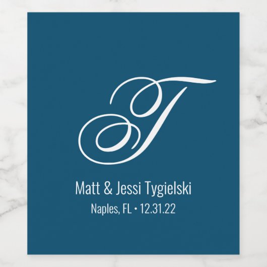 Aangepast monogram wijnetiket wijn etiket (Enkel label)