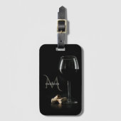 Aangepast monogram "wijnglas" bagagelabel (Voorkant (verticaal))