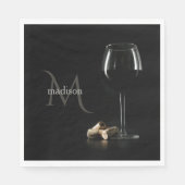 Aangepast monogram "wijnglas" servet (Voorkant)