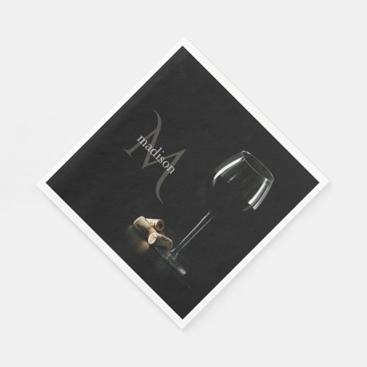 Aangepast monogram "wijnglas" servet (Hoek)