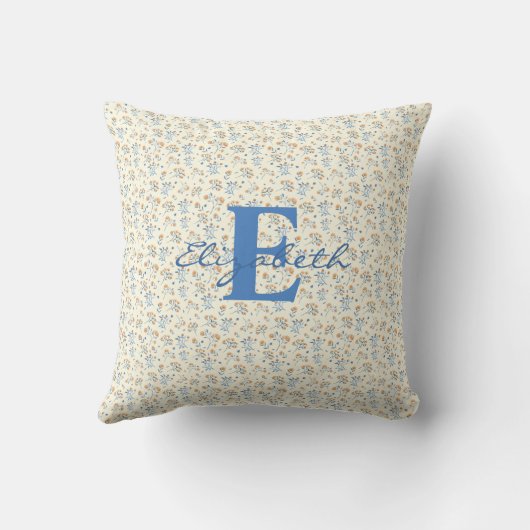 Aangepast Monogram  Wildflower Pattern Kussen (Achterkant)