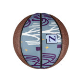 Aangepast monogram Wilgenboompatroon Blauw Basketbal (Verticaal)