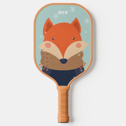 Aangepast monogram Winter Fox Pickleball Paddle (Voorkant)