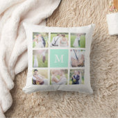 Aangepast Monogram Wit Vierkant Foto Collage Kussen (Deken)