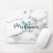 Aangepast monogram witte marmer muismat (Met muis)