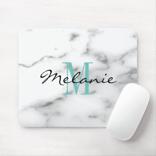 Aangepast monogram witte marmer muismat (Met muis)