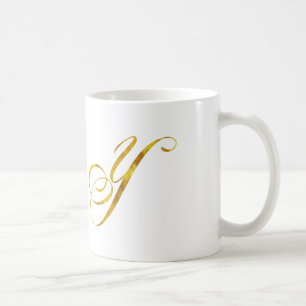 Aangepast Monogram Y Faux Gold Foil Monogrammen In Koffiemok