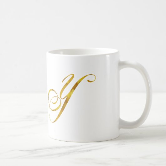 Aangepast Monogram Y Faux Gold Foil Monogrammen In Koffiemok (Rechts)