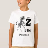 Aangepast monogram Z is voor zebra schattig Afrika T-shirt (Voorkant)