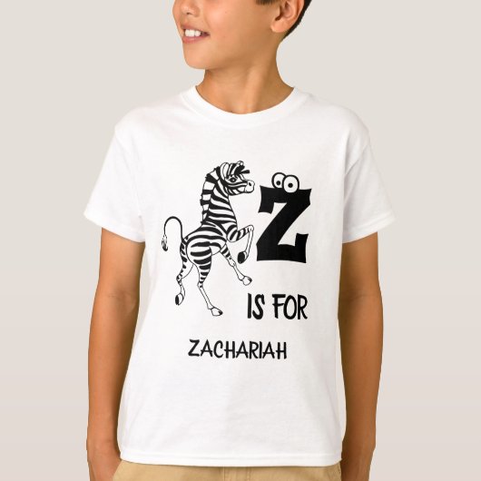 Aangepast monogram Z is voor zebra schattig Afrika T-shirt (Voorkant)