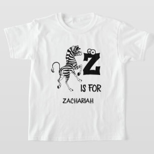 Aangepast monogram Z is voor zebra schattig Afrika T-shirt