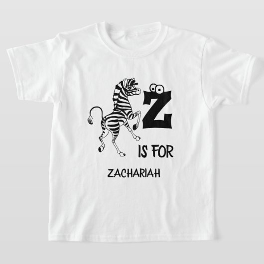 Aangepast monogram Z is voor zebra schattig Afrika T-shirt (Laagn)
