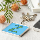 Aangepast monogram Z-Sleutelhanger, Ditsy Floral P Sleutelhanger (Zijkant)