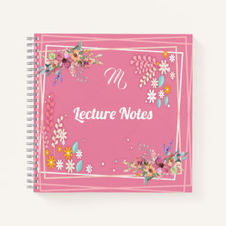 Aangepast monogram Zacht Pastel Roze Floral Lectur Notitieboek