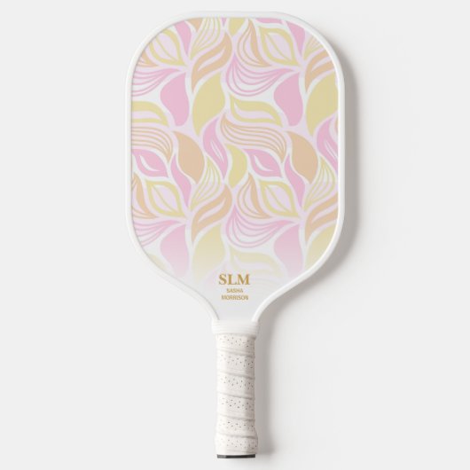 Aangepast monogram zacht roze flesjespatroon pickleball paddle (Voorkant)