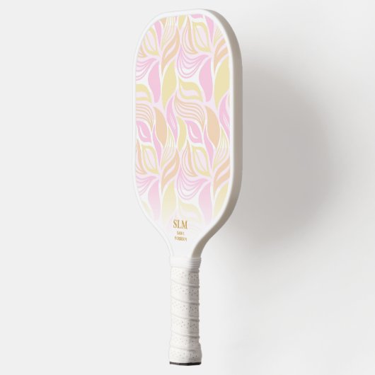 Aangepast monogram zacht roze flesjespatroon pickleball paddle (Links)