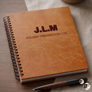 Aangepast Monogram Zadel Bruin Leren Kerst  Notitieboek