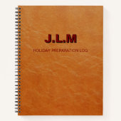 Aangepast Monogram Zadel Bruin Leren Kerst Notitieboek (Voorkant)