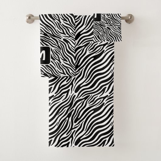 Aangepast monogram zebra patroon bad handdoek (Insitu)