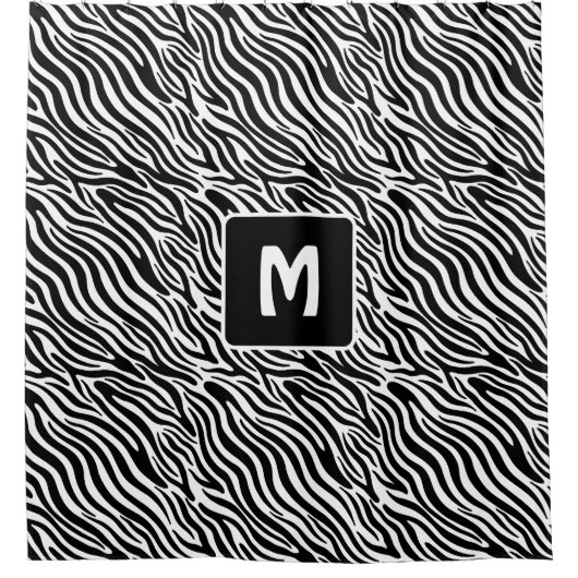 Aangepast monogram zebra patroon douchegordijn (Voorkant)