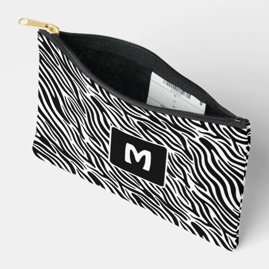 Aangepast monogram zebra patroon etui (Open)