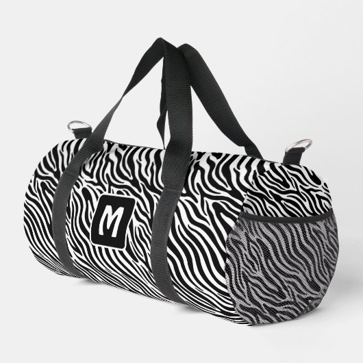 Aangepast monogram zebra patroon plunjezak (Rechterhoek)