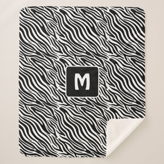 Aangepast monogram zebra patroon sherpa deken (Voorkant)