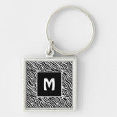 Aangepast monogram zebra patroon sleutelhanger (Voorkant)