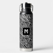 Aangepast monogram zebra patroon waterfles (Voorkant)