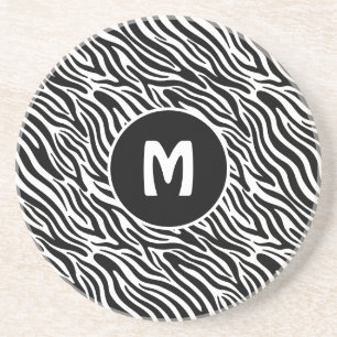 Aangepast monogram zebra patroon zandsteen onderzetter