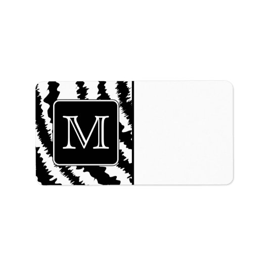 Aangepast monogram, Zebra Pattern Animal Print. Etiket (Voorkant)