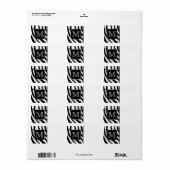 Aangepast monogram, Zebra Pattern Animal Print. Etiket (Full Sheet)