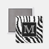 Aangepast monogram, Zebra Pattern Animal Print. Magneet (Voorkant / Achterkant)