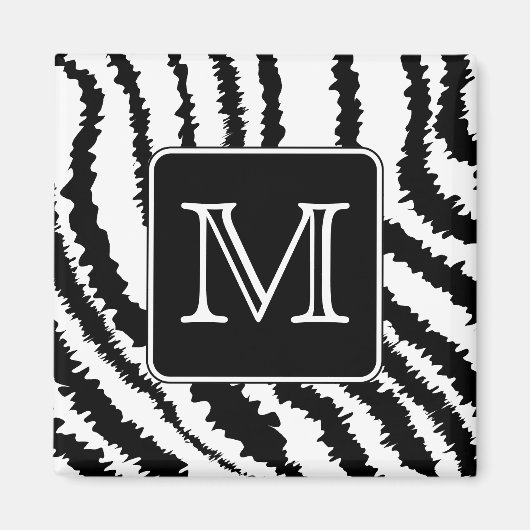 Aangepast monogram, Zebra Pattern Animal Print. Magneet (Voorkant)