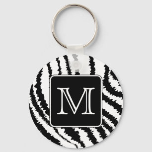 Aangepast monogram, Zebra Pattern Animal Print. Sleutelhanger