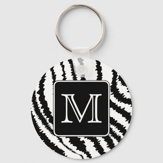Aangepast monogram, Zebra Pattern Animal Print. Sleutelhanger (Voorkant)