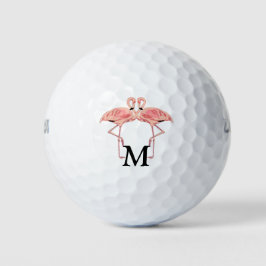 Aangepast monogram Zijn & Haar Flamingo Liefdesvog Golfballen