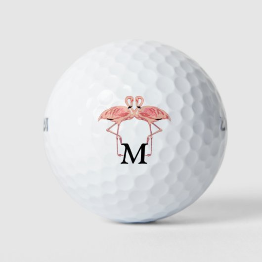 Aangepast monogram Zijn & Haar Flamingo Liefdesvog Golfballen (Voorkant)