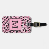 Aangepast monogram. Zwart en roze luipaard afdrukk Bagagelabel (Voorkant horizontaal)